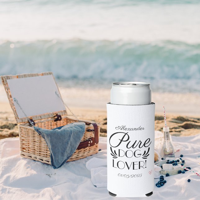 Rafraîchisseur Pour Canette Slim Conception personnalisée de l'Amoureux des chiens (Personalized Dog Lover Custom Design Seltzer Can Cooler)