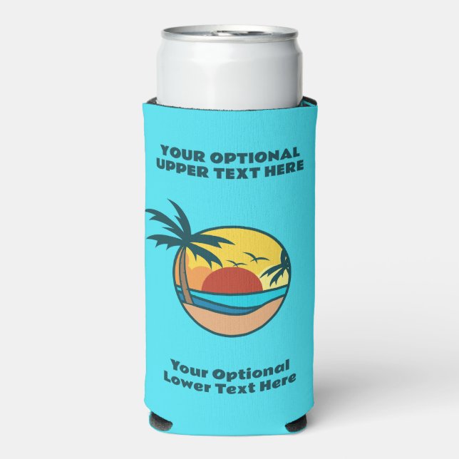 Rafraîchisseur Pour Canette Slim Coucher de soleil de plage tropical (Seltzer Recto)