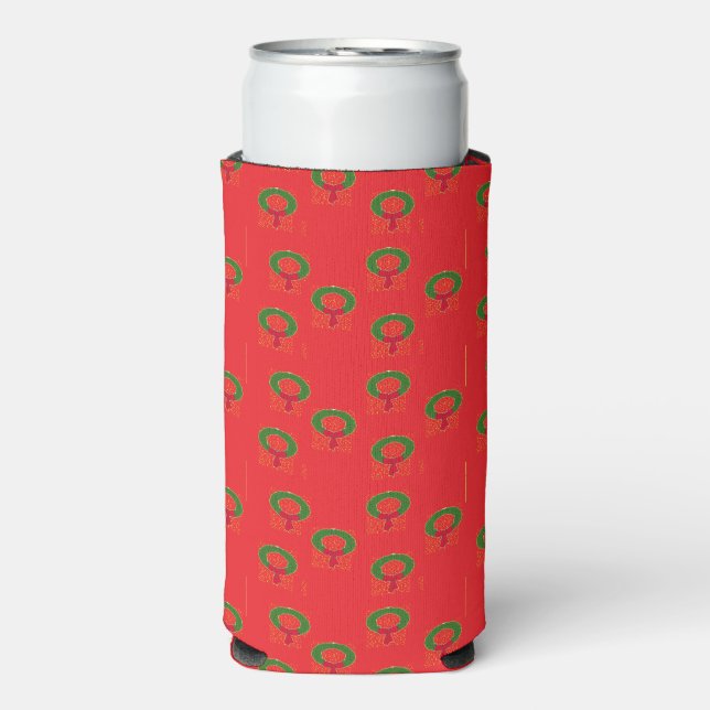 Rafraîchisseur Pour Canette Slim Couronne de Noël en rouge (Seltzer Recto)