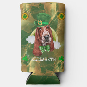 Rafraîchisseur Pour Canette Slim Custom Basset Hound Gold St. Patricks
