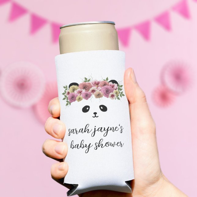 Rafraîchisseur Pour Canette Slim Cute Panda Baby shower Ours Seltzer Can Cooler (A cute favor can cooler for your panda themed baby shower. Just add a name)