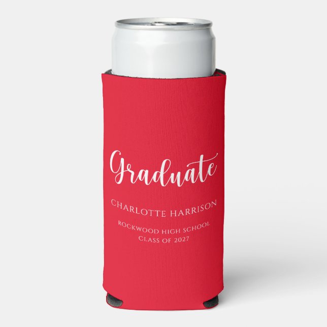 Rafraîchisseur Pour Canette Slim Décontracté Script Simple Graduation Party (Seltzer Recto)