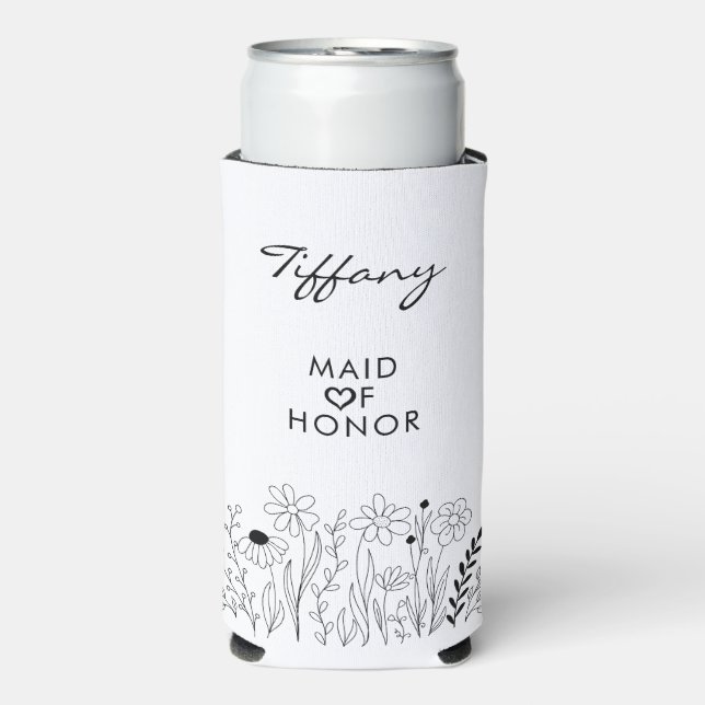 Rafraîchisseur Pour Canette Slim Demoiselle d'honneur mignonne aux fleurs sauvages  (Seltzer Recto)
