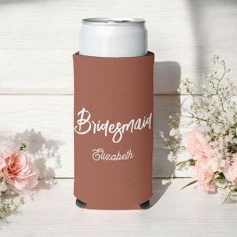 Rafraîchisseur Pour Canette Slim Demoiselle d'honneur Terracotta Mariage Marron