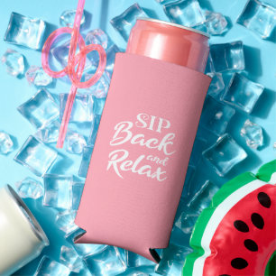 Rafraîchisseur Pour Canette Slim Détendez-vous en sirotant Rose Slim