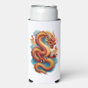 Rafraîchisseur Pour Canette Slim Dragon Rouge Chinois Illustration Fougueuse-67561