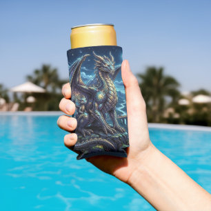 Rafraîchisseur Pour Canette Slim Dragons célestes éclairés par la lune et château