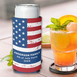 Rafraîchisseur Pour Canette Slim Drapeau américain Personnalisé 4 juillet Parti