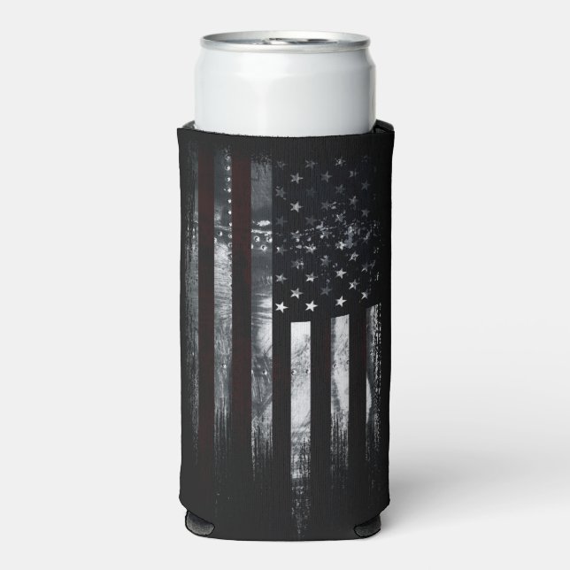 Rafraîchisseur Pour Canette Slim Drapeau industriel américain patriotique (Seltzer Recto)