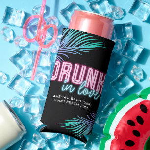 Rafraîchisseur Pour Canette Slim Drunin In Love Neon Blue & Pink Tropical Bach