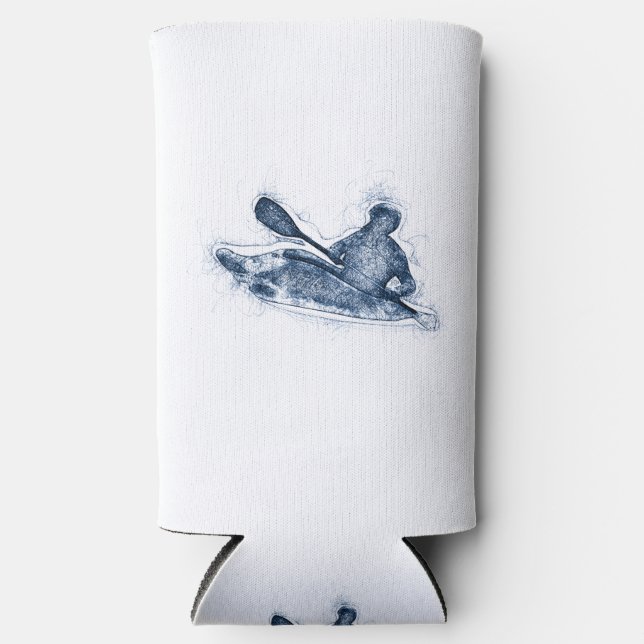 Rafraîchisseur Pour Canette Slim Dynamic Whitewater Kayaker Line Art (Recto)