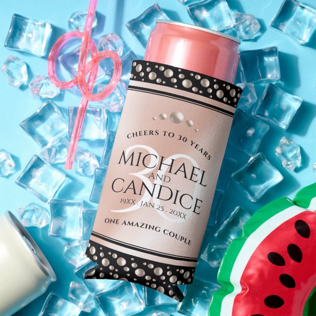 Rafraîchisseur Pour Canette Slim Elégante 30ème Mariage Pearl Anniversaire de céléb (Été in situ)
