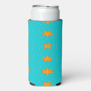 Rafraîchisseur Pour Canette Slim Estarfish orange sur bleu