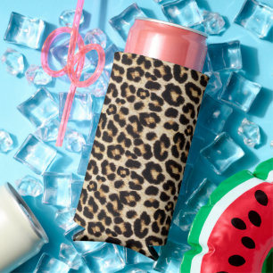 Rafraîchisseur Pour Canette Slim Faux Leopard Fur
