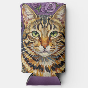 Rafraîchisseur Pour Canette Slim Félin & Floral   Chat Artistique Mignon 
