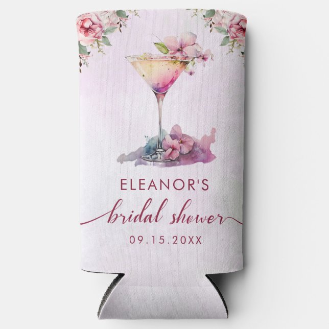 Rafraîchisseur Pour Canette Slim Fête de mariage florale rose (Recto)