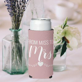 Rafraîchisseur Pour Canette Slim Fête des mariées rose personnalisée Mlle à Mme.