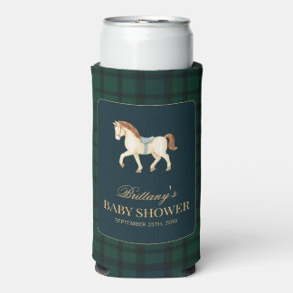 Rafraîchisseur Pour Canette Slim Fête Prénatale Cheval Tartan Rustique