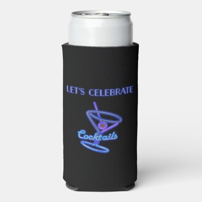 Rafraîchisseur Pour Canette Slim Fêtons le néon Signer Regarder Cocktail Verre (Seltzer Verso)
