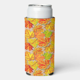 Rafraîchisseur Pour Canette Slim Feuilles orange et jaune rose