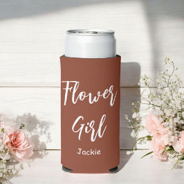 Rafraîchisseur Pour Canette Slim Fille aux fleurs Terre cuite marron Mariage 