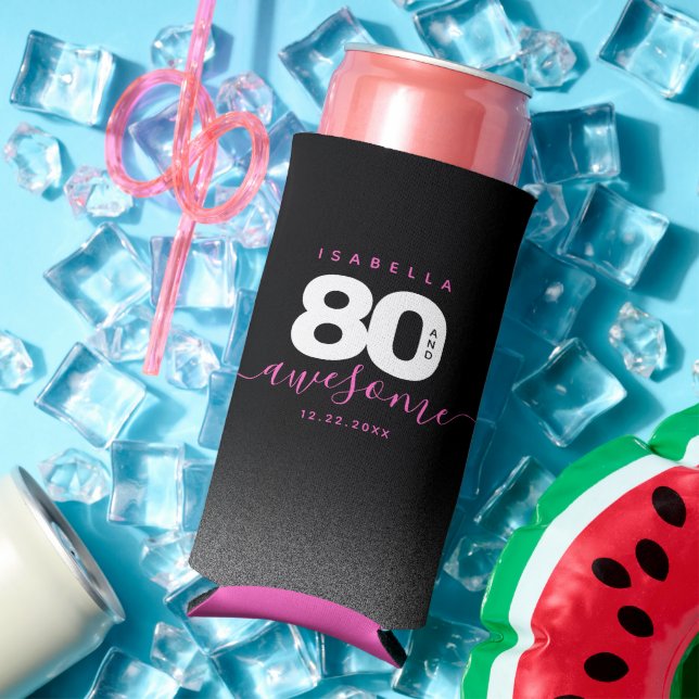 Rafraîchisseur Pour Canette Slim Fille moderne rose 80 et stupéfiant (Été in situ)