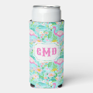 Rafraîchisseur Pour Canette Slim Flamant rose d'été de Preppy   Monogramme