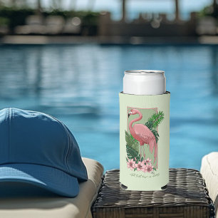 Rafraîchisseur Pour Canette Slim Flamant rose rose Vert Feuilles Lily