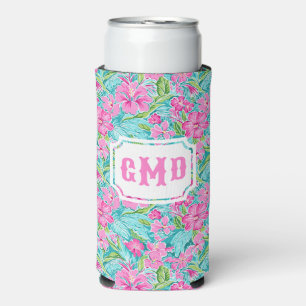 Rafraîchisseur Pour Canette Slim Fleur d'Hibiscus tropicaux de Preppy   Monogramme