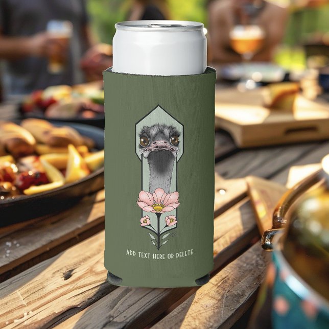 Rafraîchisseur Pour Canette Slim Fleurs d'autruche Art Déco Vert (Créateur téléchargé)