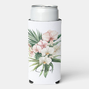 Rafraîchisseur Pour Canette Slim Fleurs d'orchidées tropicales roses