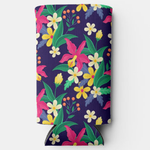 Rafraîchisseur Pour Canette Slim Fleurs Exotiques Colorées Motif Feuilles-23021