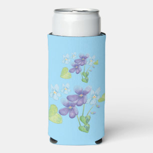Rafraîchisseur Pour Canette Slim Fleurs violettes sauvages Illustration Bleu clair