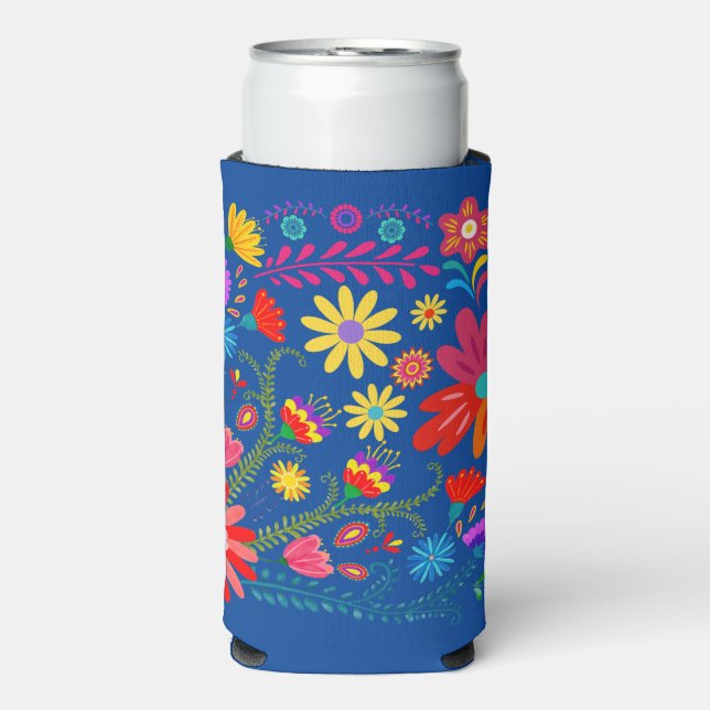 Rafraîchisseur Pour Canette Slim Fleurs vives et festives (Seltzer Recto)