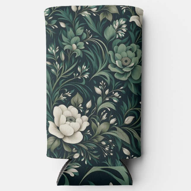 Rafraîchisseur Pour Canette Slim Floral vert émeraude foncé (Recto)
