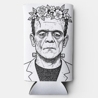 Rafraîchisseur Pour Canette Slim FRankenstien avec une couronne de fleurs