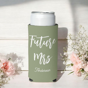 Rafraîchisseur Pour Canette Slim Futur Mme Sage Green White Bride