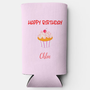 Rafraîchisseur Pour Canette Slim Gâteau d'anniversaire personnalisé avec nom 