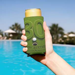 Rafraîchisseur Pour Canette Slim Golf 30e anniversaire avec balle de golf sur gazon
