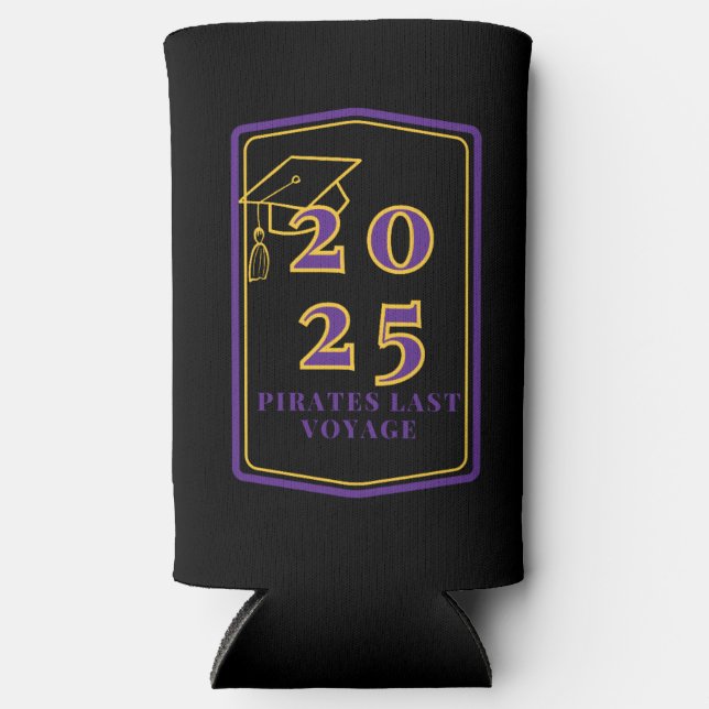 Rafraîchisseur Pour Canette Slim Graduation Koozie - Noir (Recto)