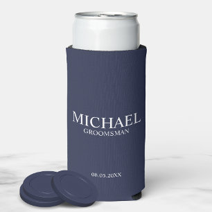 Rafraîchisseur Pour Canette Slim Groomsman Personnalisé bleu marine moderne