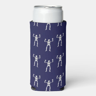 Rafraîchisseur Pour Canette Slim Homme squelette blanc sur bleu