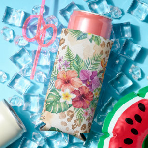 Rafraîchisseur Pour Canette Slim Imprimé de léopard floral tropical