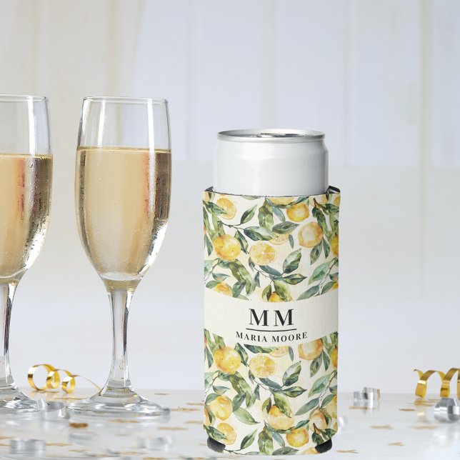 Rafraîchisseur Pour Canette Slim Initiales de monogramme de citrons nom (Créateur téléchargé)
