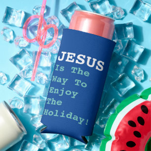 Rafraîchisseur Pour Canette Slim "JÉSUS Est La Façon De Profiter Des Vacances !" -