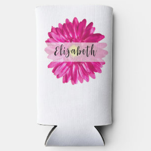 Rafraîchisseur Pour Canette Slim Joli Hot Rose Daisy Nom personnalisé et Monogramme