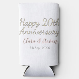 RAFRAÎCHISSEUR  POUR CANETTE SLIM JOYEUX 20E ANNIVERSAIRE DE MARIAGE NOM ROSE GRIS P
