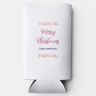Rafraîchisseur Pour Canette Slim joyeux noël rouge rose paillettes lignes nom rétro