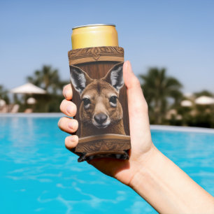 Rafraîchisseur Pour Canette Slim Kangaroo en bois 3D australien