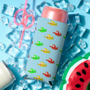 Rafraîchisseur Pour Canette Slim Kawaii heureux avion motif bleu